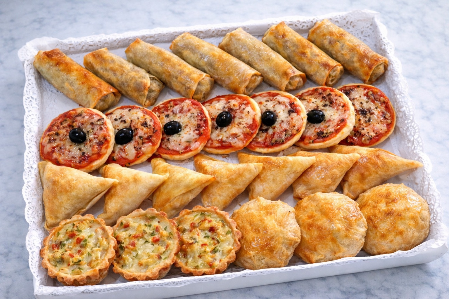 Assorted Gouro finger foods for a celebration